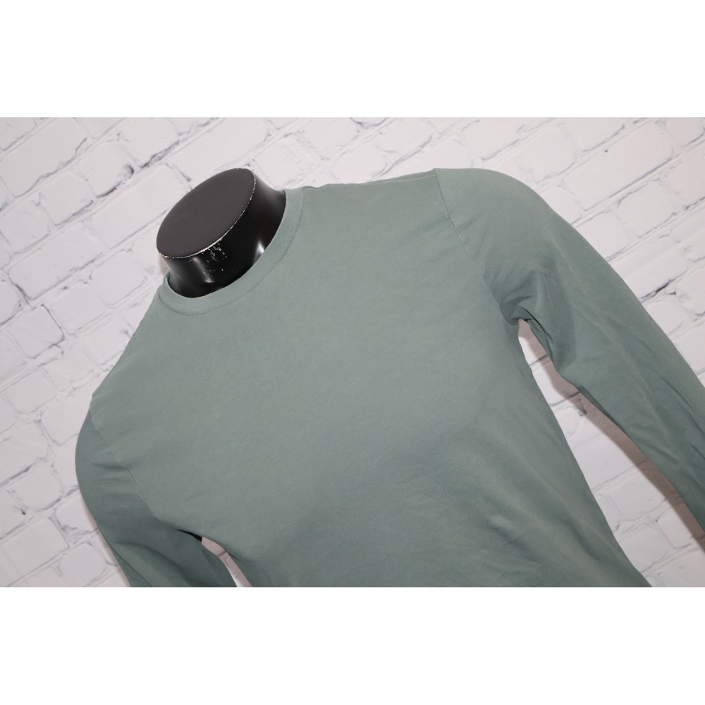 J.Crew Washed Long Sleeve T-Shirt Mens Small Green Cotton Crew Neck